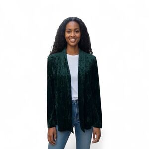 VTG, Crushed Velvet Open Front Jacket, Emerald Green, Lined, M, David Dart
